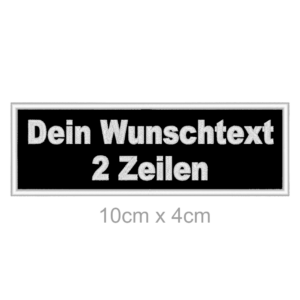 WUNSCHTEXT Aufnäher 2 Zeilen Rechteckig 10x4cm