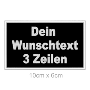 WUNSCHTEXT Aufnäher 3 Zeilen Rechteckig 10x6cm