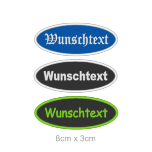 WUNSCHTEXT Aufnäher Oval individuell 8x3cm