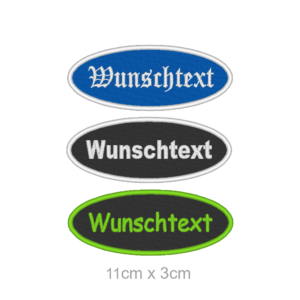 WUNSCHTEXT Aufnäher Oval individuell 11x3cm