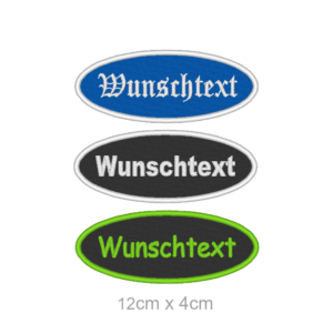 WUNSCHTEXT Aufnäher Oval individuell 12x4cm