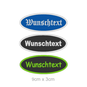 WUNSCHTEXT Aufnäher Oval individuell 9x3cm